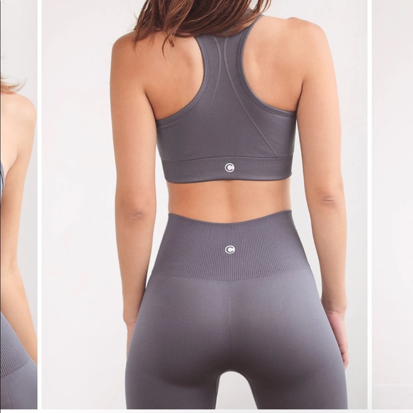 Cameeli Ribbed Athleisure Bra and Leggings in Steel Blue - Picture 2 of 8